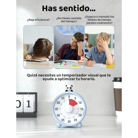 LIORQUE Visueller Timer, wiederaufladbarer Kinder-Timer mit Silikonhülle, 60-Minuten-Countdown-Timer, Zeitmanagement-Tool für Kinder und Erwachsene (Hellblau)