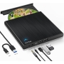 NOLYTH Externes CD-DVD-Laufwerk und USB 3.0 Typ-C-Brenner für Laptops, Windows, PC, Mac, MacBook, Desktop