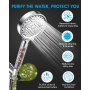 Amtier water-saving shower head, hand shower filter made of mineral stone and 6 jet types