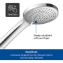 Duravit Universal Handbrause, Dusche mit 3 Strahlarten (Rain, Intense Rain, Soft Rain), Runde Handbrause (Ø 110 mm), Handbrause mit wassersparender MinusFlow-Funktion, Chrom