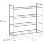 Relaxdays metal shoe rack, 4 levels, 70 x 70 x 26 cm