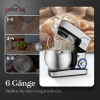 Homelux 2500 W Teigmixer, Küchenmaschine, Teigmaschine, 6 Geschwindigkeiten, inklusive 3-teiligem Gebäckset und Spritzschutz, 6 Geschwindigkeiten mit 12 l Edelstahlschüssel