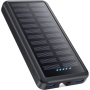 Pxwaxpy Power Bank 30800mAh Cargador Solar 15W 3.0A [Entrada y Salida USB-C] Carga Rápida 3 Salidas 3 Entradas Batería Externa con Linterna LED Cargador Portátil para iPhone, Samsung, Huawei y Más