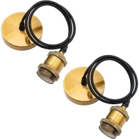 Set of 2 gold lamp holders E27 with cable