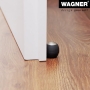 Tope para puerta de pared WAGNER EGG - Ø Ø 30 x 30 mm, fundición inyectada de cinc con apariencia de acero inoxidable, tope suave de caucho termoplástico, negro, para atornillar, incluye material de fijación - 15517811