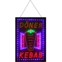 Döner Kebab LED-Schild. Kraftvolle blinkende Hängekette. Größe: 60 cm x 38 cm x 2 cm