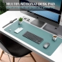 Knodel desk pad, desk mat, 80 x 40cm PVC desk pad, laptop desk pad, waterproof desk pad for office or home use, double-sided (green/grey)
