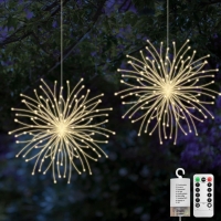 Paquete de 2 luces de fuegos artificiales: Jsdoin 200 Starburst LED Light Christmas Fireworks con control impermeable de 8 modos