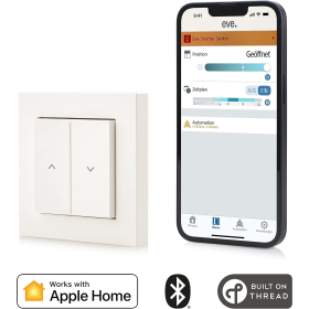Eve Shutter Switch: Intelligente Rollladensteuerung mit integrierten Zeitplänen, adaptiver Beschattung, Siri-Sprachsteuerung, Timer, Fernzugriff, keine Bridge erforderlich, Bluetooth/Thread, Apple HomeKit   