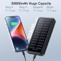 Pxwaxpy Power Bank 30800mAh Сонячний зарядний пристрій 15 Вт 3,0 A [USB-C вхід і вихід] Швидка зарядка 3 виходи 3 входи Зовнішній акумулятор зі світлодіодним ліхтариком Портативний зарядний пристрій для iPhone, Samsung, Huawei та інших