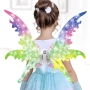 WOTEG Fairy Wings with Light | Swinging Elf Wings with Flexible Shoulder Strap - Party Fancy Dress, Vivid Wings for Masquerade, Theater Performance, Birthday Costume