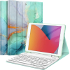 Чехол-клавиатура Fintie для iPad 10,2 дюйма (9/8/7 поколения – 2021/2020/2019) с задней панелью из ТПУ, держателем для пера и магнитной съемной QWERTY-клавиатурой, изумрудный цвет
