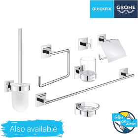 GROHE Start Cube - Toilettenbürstengarnitur (Wandmontage, verdeckte Befestigung, Material: Glas/Metall)