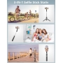 Selfie stick tripod for mobile phones, 114 cm long, with detachable remote control
