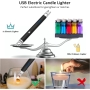 Rouclo Encendedor eléctrico Encendedor de Velas Encendedor de Arco eléctrico de Cocina con indicador de batería Encendedor eléctrico Recargable USB para Estufa de Gas Chimenea Parrilla Camping (Negro)