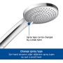 Duravit Universal Handbrause, Dusche mit 3 Strahlarten (Rain, Intense Rain, Soft Rain), Runde Handbrause (Ø 110 mm), Handbrause mit wassersparender MinusFlow-Funktion, Chrom