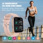 1.8 inch Color Touch Screen Smartwatch for Android and iOS Phones, IP68 Waterproof Heart Rate Monitor, Sleep Monitor, Pedometer, Women and Men, with Call/Text/Music (Pink)