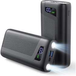 SOLAMENTENEW Cargador portátil Power Bank 27000mAh, salida PD 20W USB-C, batería de carga rápida con linterna