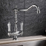 Retro Style Basin Faucet 360° High Spout Vintage Ceramic Handle for Hot and Cold Water (Coating)