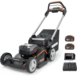 Nitro-Rasenmäher Worx 40 V (2 x 20 V) PowerShare WG749E – 46 cm, Mulchen, 2 Akkus 4 Ah und Ladegerät 