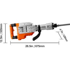 VEVOR - Martillo de demolición eléctrico de 3,500 W, para romper hormigón, 1,900 BPM, resistente, con 2 cinceles, guantes y mango frontal giratorio de 360° para cavar zanjas, astillar y agujerear