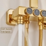 ESOP Gold Shower Column Wall Mount Shower System Shower Set with 22cm * 22cm Shower Head, Hand Shower, Bathtub Faucet, Bidet Sprayer