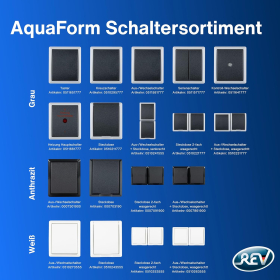 REV AquaForm, socket-wet room socket, IP44, two-pole, surface-mounted, grey