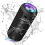 Ortizan Bluetooth speaker with color LED backlight, IPX7 water protection and 360° surround sound