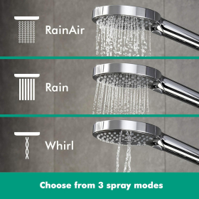 hansgrohe Raindance Select S ducha fija con 3 tipos de chorro, ducha redonda (⌀ 120 mm)