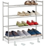 Relaxdays metal shoe rack, 4 levels, 70 x 70 x 26 cm