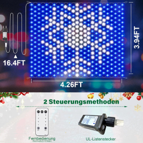 Weihnachtsgirlande in Form einer Schneeflocke 120 x 130 cm, 320 LEDs
