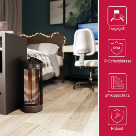 Обігрівач SUNTEC Heat Ray Carbon Tower 1200 OSC до 17 м², потужність 1200 Вт, інфрачервоне теплове випромінювання