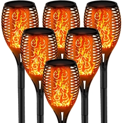 kefflum Solar Outdoor Garten Flammenlichter 4/6/8 Stück Solarleuchten 96 LED Outdoor Garten Solarfackeln Outdoor mit realistischen Flammen, IP65 wasserdicht