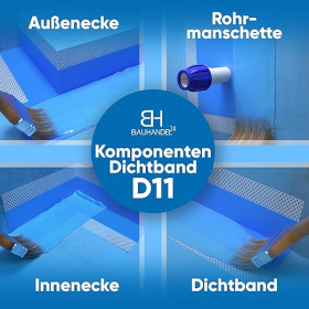 Bauhandel24 - Dichtband D11 10m, Dichtungsband Sanitär, Abdichtband Fliesen, Abdichtung Dusche Bad 