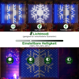 Weihnachtsgirlande in Form einer Schneeflocke 120 x 130 cm, 320 LEDs