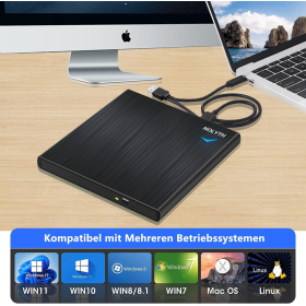 Внешний CD-DVD-привод NOLYTH и устройство записи USB 3.0 Type-C для ноутбуков, Windows, ПК, Mac, MacBook, настольных компьютеров