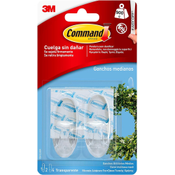 Command Mittlere transparente Haken mit transparenten Streifen 17091CLR