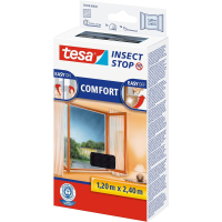 tesa Insect Stop COMFORT fly screen for floor-to-ceiling windows - self-adhesive insect protection - fly net without drilling - anthracite (transparent), 120 cm x 240 cm