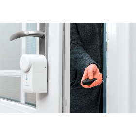 Actuador de cerradura inteligente para el hogar Homematic IP, cerradura electrónica: abre, cierra y bloquea la puerta a través de la aplicación 