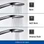 Duravit Universal hand shower, shower with 3 jet types (Rain, Intense Rain, Soft Rain), round hand shower (Ø 110 mm), hand shower with water-saving MinusFlow function, chrome