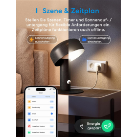 Meross smart socket with consumption measurement, 16A Bluetooth WLAN with voice and remote control