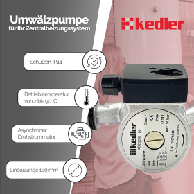 Kedler – циркуляційний насос 25-40, тепловий насос, висота подачі 4 м, робочий тиск 10 бар