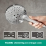 hansgrohe Raindance Select S душевая насадка с 3 типами струи, круглый душ (⌀ 120 мм)