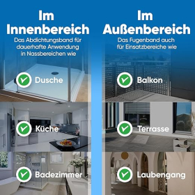 Bauhandel24 - Dichtband D11 10m, Dichtungsband Sanitär, Abdichtband Fliesen, Abdichtung Dusche Bad 