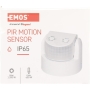 Infrared motion detector EMOS G1240 IP65 for indoor and outdoor use, angle 180°, detection range 12 m, sensitivity 3-2000 lux, also for surface mounting, white