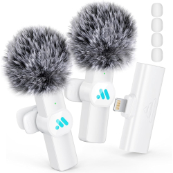 Leettus Lavalier Microfon Wireless, Lavalier Mikrofon Kabellos für iPhone, Plug-Play Mini Microphone für Videoaufzeichnung
