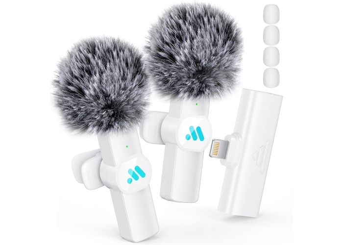 Leettus Lavalier Microfon Wireless, Lavalier Mikrofon Kabellos für iPhone, Plug-Play Mini Microphone für Videoaufzeichnung Leettus Lavalier Microfon Wireless, Lavalier Mikrofon Kabellos für iPhone, Plug-Play Mini Microphone für Videoaufzeichnung