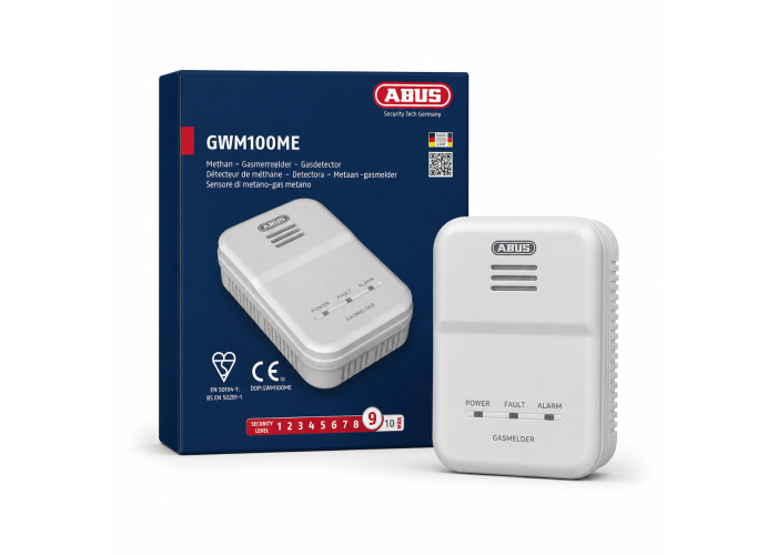 Detector de gas ABUS GWM100ME para gas natural (metano/gas ciudad) con alarma de 85 dB, blanco Detector de gas ABUS GWM100ME para gas natural (metano/gas ciudad) con alarma de 85 dB, blanco