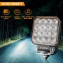 EverBrite LED Work Light 12V/24V, 2pcs 25W Extra Light Set, 16 LED Work Light, Waterproof IP66 Headlight for SUV, Car, Tractor, Excavator, SUV