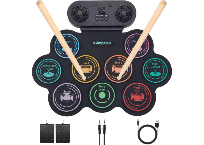 Anpro Electric Drum Set, 9 Drum Pads with Dual Stereo Speakers Anpro Electric Drum Set, 9 Drum Pads with Dual Stereo Speakers